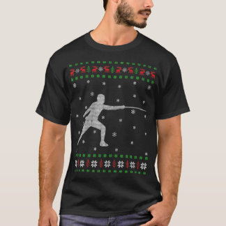 フェンシング醜いクリスマスセータースタイルおもしろいフェンシング Tシャツ