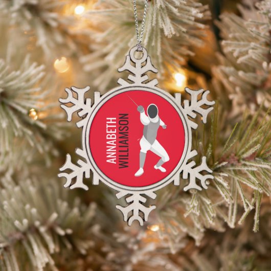 フェンシング スノーフレークピューターオーナメント (ツリー)