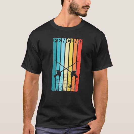 フェンシング レトロ 剣 サーベル フェンサー Tシャツ (正面)
