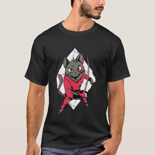 フェンシング 猫 Tシャツ (正面)