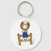 フェンスで飲む少女 キーホルダー (正面)