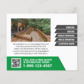 フェンスとデッキフライヤーパンフレットモダンプロフェッショナル チラシ (裏面)