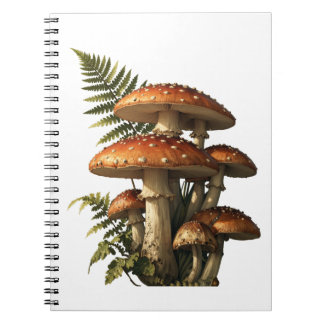 フェンスと赤テングタケの植物画 ノートブック