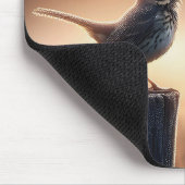 フェンスの上で歌を歌う鳥 マウスパッド (コーナー)