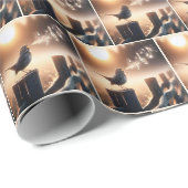 フェンスの上で歌を歌う鳥 ラッピングペーパー (ロールコーナー)