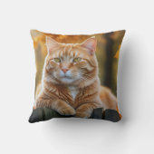 フェンスの上に生姜素朴猫 クッション (裏面)