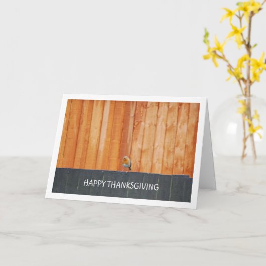 フェンスの上のアメリカコーディナル カード (黄色い花)