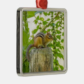 フェンスの上のチムンク メタルオーナメント (右)