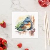 フェンスの上の水色の鳥 スタンダードカクテルナプキン (インサイチュ)
