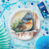 フェンスの上の水色の鳥 ペーパープレート (パーティー)