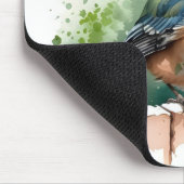 フェンスの上の水色の鳥 マウスパッド (コーナー)