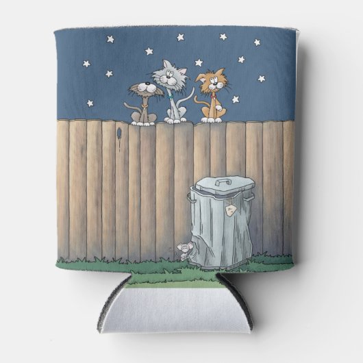 フェンスの上の猫の路地クーラーボックス 缶クーラー (正面)