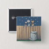 フェンスの上の猫の路地ボタン 缶バッジ (正面&裏面)