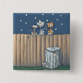 フェンスの上の猫の路地ボタン 缶バッジ