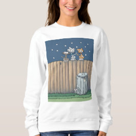 フェンスの上の猫の路地 スウェットシャツ
