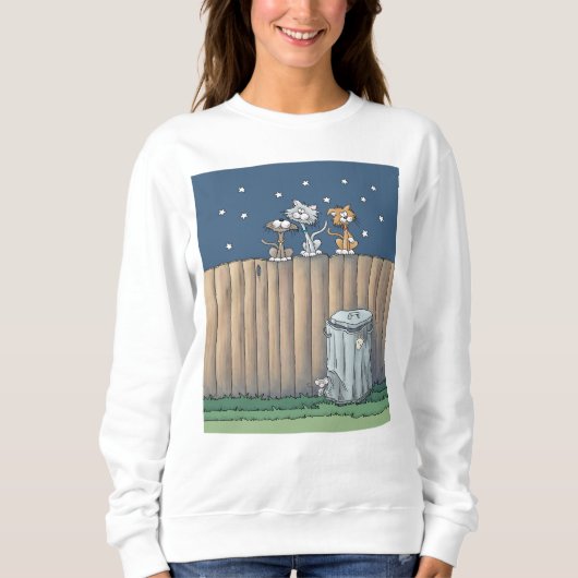 フェンスの上の猫の路地 スウェットシャツ (正面)