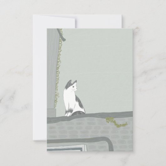 フェンスの上の猫 サンキューカード (正面)