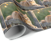 フェンスの上の生姜素朴猫 ラッピングペーパー (ロールコーナー)