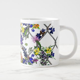 フェンスの上の花 ジャンボコーヒーマグカップ