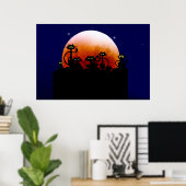 フェンスの上の黒猫 ポスター (ホームオフィス)