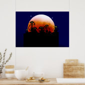 フェンスの上の黒猫 ポスター (キッチン)