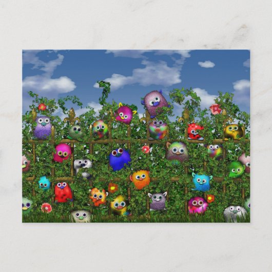 フェンスの側で抱っこ ポストカード (正面)