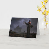 フェンスの傍のカカシ カード (黄色い花)