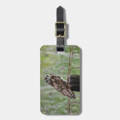 フェンスの支柱に座ってプエオ ラゲッジタグ (正面縦)