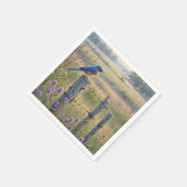 フェンスの柱に乗ったブルーバード スタンダードカクテルナプキン (角)