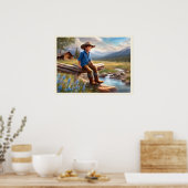 フェンスボーイのベッドルームアートの小さなカウボーイ ポスター (キッチン)