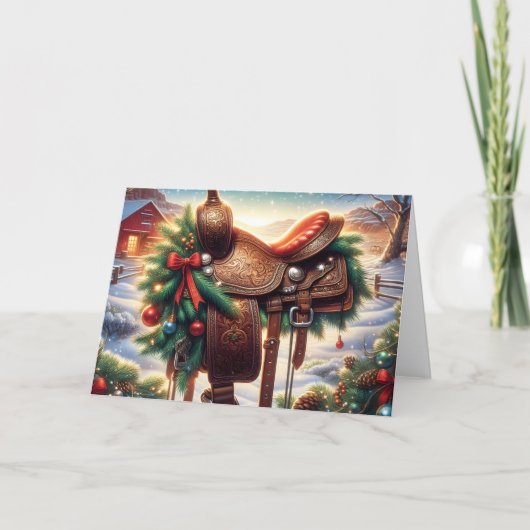 フェンスポストのウェスタンサドル クリスマス (正面)