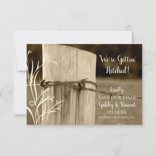 フェンスポストカントリーファーム結婚式の日付を保存 セーブザデート (正面)