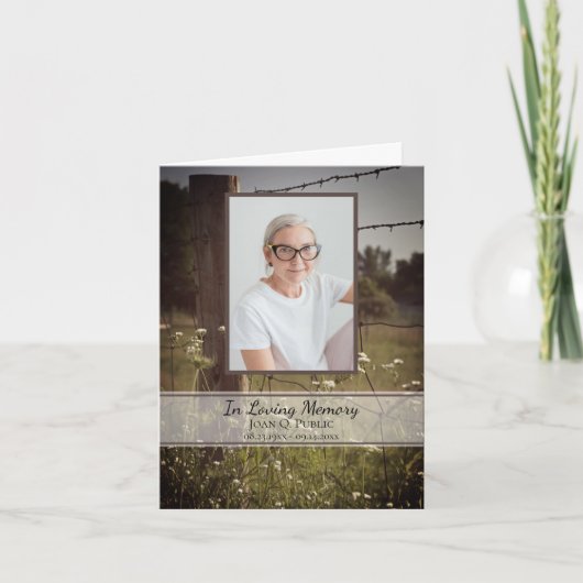 フェンスポストワイルドフラワーズ葬儀記念悔やみや弔慰 サンキューカード (正面)