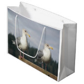 フェンス上のポーズ付きシーグルのペア ラージペーパーバッグ (正面アングル)