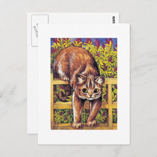 フェンス上の猫、ルイス・ウェイン ポストカード (正面/裏面)