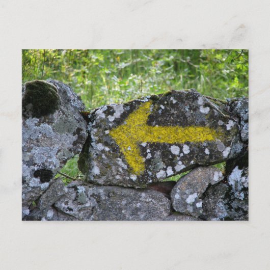 フェンス上の黄色い矢印はがき ポストカード (正面)