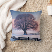 フェンス付き冬樹 クッション (ブランケット)