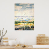 フェンス付き海景 ポスター (キッチン)