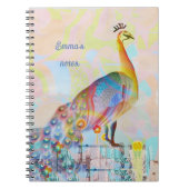 フェンス威厳のあるの孔雀 – 抽象芸術 ノートブック (正面)