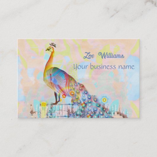 フェンス威厳のあるの孔雀 – 抽象芸術 名刺 (正面)
