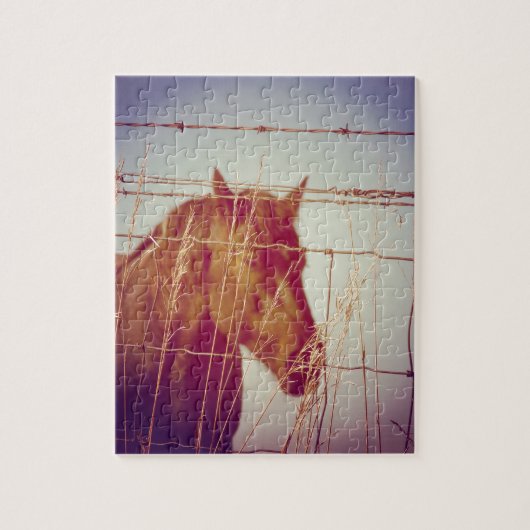 フェンス抽象芸術馬の後ろ ジグソーパズル (縦)