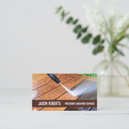 フェンス清掃住宅動力洗浄機圧力洗浄 名刺 (スタンド正面)
