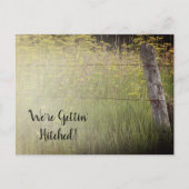 フェンス素朴ポストとワイルドフラワーカントリー結婚式 案内ポストカード (正面)