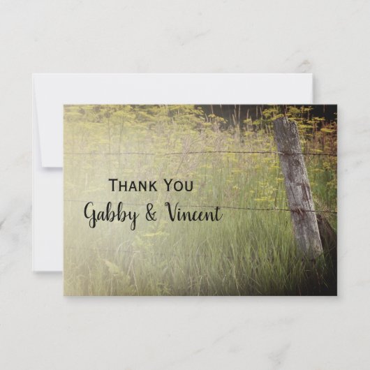 フェンス素朴ポスト国の結婚式ありがとうメモ ノートカード (正面)