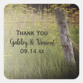 フェンス素朴ポスト国の結婚式ありがとう スクエアシール (正面)