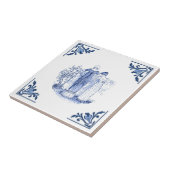 フェンス越えデルフトコーナー青と白 タイル (側面)