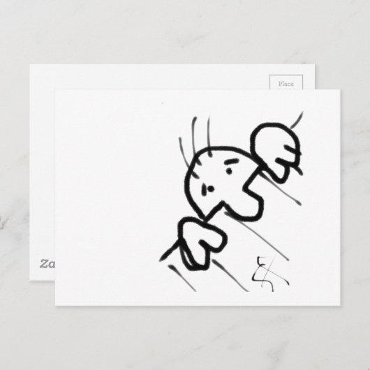 フェンス越しに覗く可愛い漫画の男 ポストカード (正面/裏面)