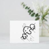 フェンス越しに覗く可愛い漫画の男 ポストカード (スタンド正面)