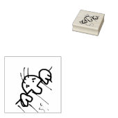 フェンス越しに覗く可愛い漫画の男 ラバースタンプ (押印)