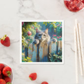 フェンス越しに覗く猫 スタンダードカクテルナプキン (インサイチュ)